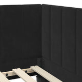 Corner Bed Frame with Headboard Black 90 x 190 cm Velvet 42016343