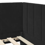Corner Bed Frame with Headboard Black 100 cm x 200 cm Velvet 42016322