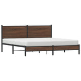 Metal Bed Frame without Mattress Brown Oak 183x213 cm 3301406