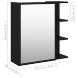 803309 Bathroom Mirror Cabinet Black 62,5x20,5x64 cm Engineered Wood