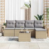 Outdoor Sofa with Cushion 6 pcs Beige Poly Rattan 3345330