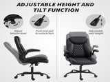 Faux Leather Office Chair. with Flip-Up Armrests - Black T3398P377419