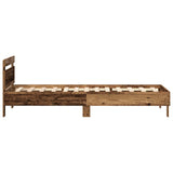 Bed Frame with LED Old Wood 90 x 200 cm Engineered Wood 863795