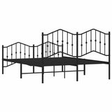 Metal Bed Frame without Mattress with Footboard Black 140x200cm 373808