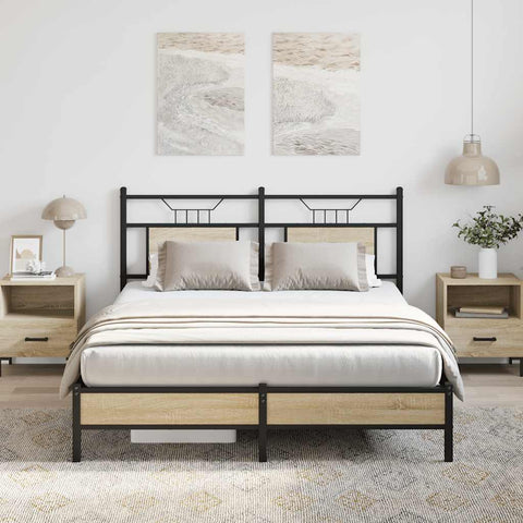 Bed Frame without Mattress Sonoma Oak 150x200 cm King Size Engineered Wood 4106946
