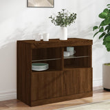 Sideboard with LED Lights Brown Oak 81x37x67 cm 836664