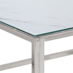 ZNTS Coffee Table Silver Stainless Steel and Tempered Glass 349955