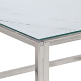 ZNTS Coffee Table Silver Stainless Steel and Tempered Glass 349955