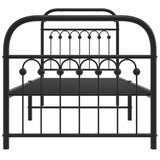 Metal Bed Frame without Mattress with Footboard Black 75x190cm 376608