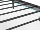 90cm190cm Grey Floating Single Bed Frame with LED Lights, Metal Platform Bed with Underbed Storage, T6135P516183