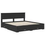 Bed Frame Black and Silver 200 x 200 cm Engineered Wood 3408223