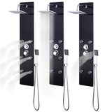 Shower Panel Unit Glass 25x44.6x130 cm Black 142993