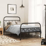 Metal Bed Frame without Mattress with Footboard Black 107x203cm 377131