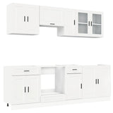 ZNTS 8 Piece Kitchen Cabinet Set Kalmar High Gloss White Engineered Wood 3314843