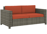 Rattan Sofa, 2 Seater Garden Furniture with Soft Padded Cushion and Armrests, Wicker Garden Loveseat T3398P323886