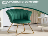 Velvet-Feel Lotus Petal Accent Chair - Green T3398P329865