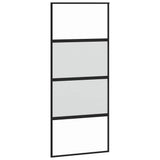 Sliding Door Black 90x205 cm Tempered Glass and Aluminium 155220