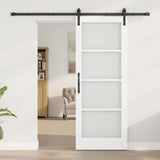 Sliding Door ORKDAL White 78 x 202 cm Solid Pine Wood and Glass 3331964