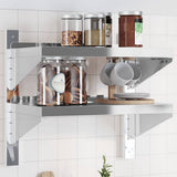 2-Tier Wall Shelf 50x30x48 cm Silver Stainless Steel 30316