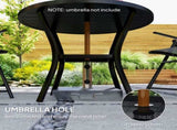 90 cm Garden Dining Table 4-5 cm Parasol Hole, Round Outdoor Dining Table, Steel Garden Table T3398P328065