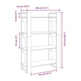 Book Cabinet/Room Divider White 80x35x125 cm Solid Wood Pine 813905