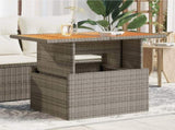 Garden Table Grey 100x55x73 cm Poly Rattan and Acacia Wood 366127