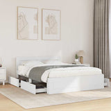 Bed Frame with Drawer 2 pcs White 137 x 188 cm Engineered Wood 3402857