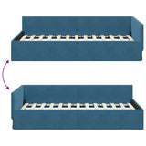 Corner Bed Frame with Headboard Blue 100 cm x 200 cm Velvet 42016090