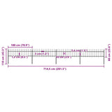 Garden Fence with Spear Top Steel 714.5x60 cm Black 277596