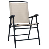 Chair Set of 2 Cream Textilene, Steel Standard Foldable Chair 47924