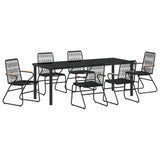 Garden Dining Set 7 pcs Black Powder-Coated Steel 3379175
