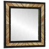 Wall Mirror Black and Brown 50 x 2 x 50 cm Solid Acacia Wood 374116