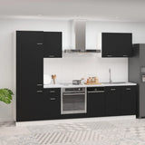 ZNTS 7 Piece Kitchen Cabinet Set Black Engineered Wood 3067632