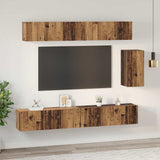 TV Cabinet Set with Drawer 6 pcs Old Wood Engineered Wood 3393441
