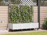 Garden Planter with Irrigation&Wheels 3 pcs White PP 3423095