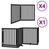 Dog Gate with Door Foldable 12 Panels Black 960 cm Poplar Wood 3155688