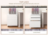 3-Drawer Vertical Filing Cabinet with Pencil Tray, Lock and 5 Wheels, Steel Mobile File Cabinet, for T3398P343092