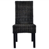 Dining Chairs 4 pcs Black Kubu Rattan and Mango Wood 275469