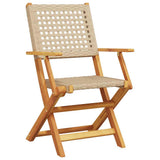 Folding Chairs 4 pcs Beige Poly Rattan and Solid Wood 3214562