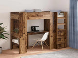 Loft Bed Frame with Desk Old Wood 75 x 190 cm Engineered Wood 3410433