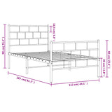 Metal Bed Frame without Mattress with Footboard White 107x203cm 355722