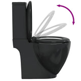 WC Ceramic Toilet Bathroom Round Toilet Bottom Water Flow Black 141136