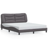 Bed Frame with LED without Mattress "Hvar" Grey 160x200 cm 3213944