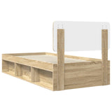 Bed Frame with Headboard Sonoma Oak 75 x 190 cm Solid Pine Wood 3412143