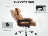 Spring Padded Faux Leather Office Chair - Light Brown T3398P377412