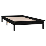 LED Bed Frame without Mattress Black 75x190 cm Small Single Solid Wood 820635