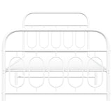 Metal Bed Frame without Mattress with Footboard White 107x203cm 377180