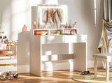 Storage Dressing Table, with LED Light Mirror - White T3398P343016