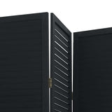 Room Divider 4 Panels Black Solid Wood Paulownia 358850