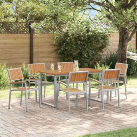 Garden Dining Set 7 pcs Grey and brown 140 x 80 x 75 cm 3284352